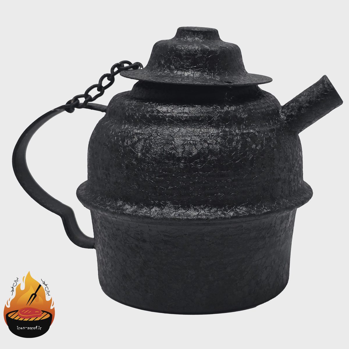 ست شامورتی قوری مدل آتیش نوش و سه پایه مدل تاشو سایز کوچک