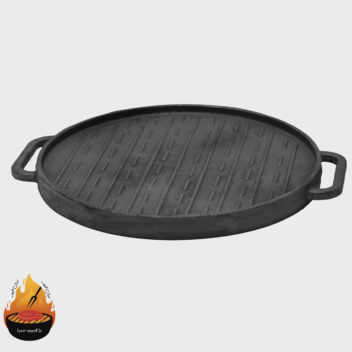 تابه استیک پز گرد چدنی سایز ۳۰ مدل ورونا با درب پیرکس