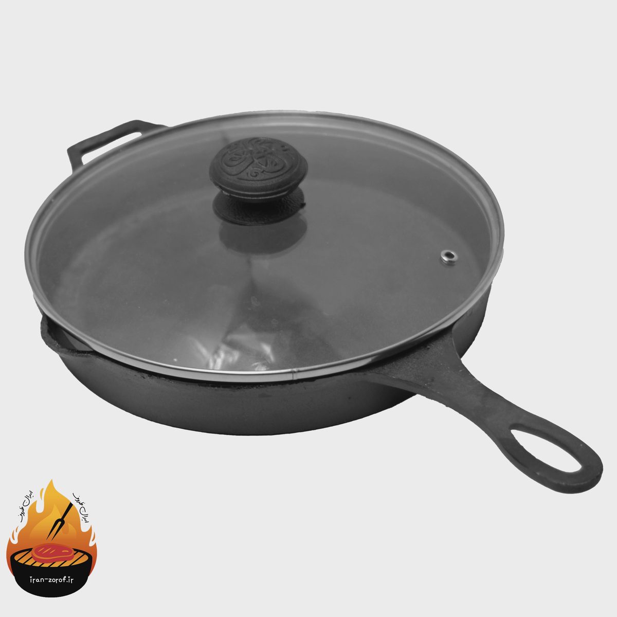 تابه تک دسته چدنی مدل همسفر سایز 24 درب دار